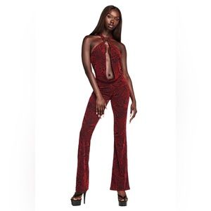 Red IAMGIA Valentina Burnout Jumpsuit Size M